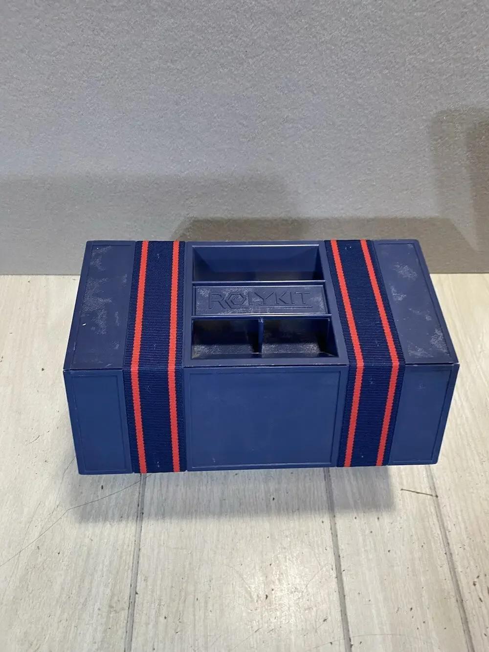 Blue VINTAGE ROLYKIT ROLL UP BOX PORTABLE STORAGE Organizer Tackle Crafts Sewing